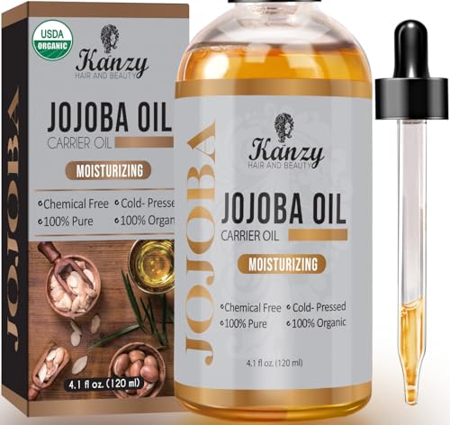 Kanzy Jojobaöl Bio Kaltgepresst 100% Rein Gold 120ml für Haut Haare Nägel Gesichtsöl Körperöl Vegan Hexanfreies Jojoba öl Anti-Aging Anti-Falten Natürlich Intensivpflege Feuchtigkeitspflege