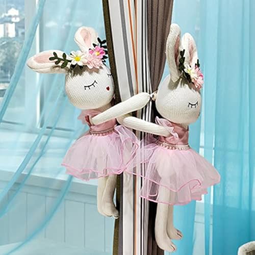 Raffhalter mit Cartoon-Vorhangschnalle, Tierriemen, Haken, Clip, Raffhalter für Kinderzimmer, Kinderzimmer, Fensterdekorationen (rosa Kaninchen), Größe M, 2 Stück