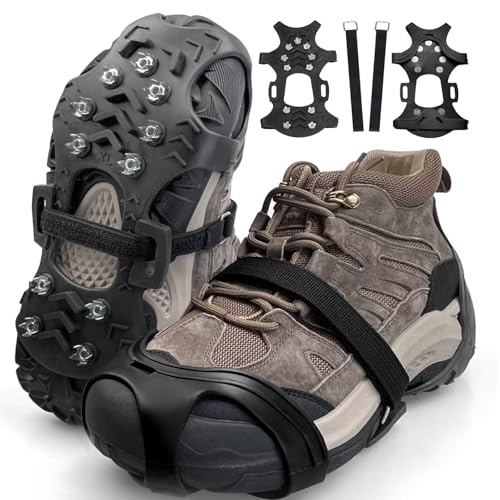 Schuhspikes Ice Schuhkrallen Eisspikes, Steigeisen für Bergschuhe, Schnee-Grip-Stollen über Schuh, Schuhkrallen Anti-Rutsch Schuhspikes für Walking, Joggen, Klettern und Wander (XL)