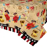 WERNNSAI Tischdecke für Piratenpartys – 1 PCS 137 x 274 cm Piratenpartyzubehör Tischdecke mit Insel Schatzkarte Rechteckige nautische Partydekoration für Kinder Tischdecke mit Piratenthema