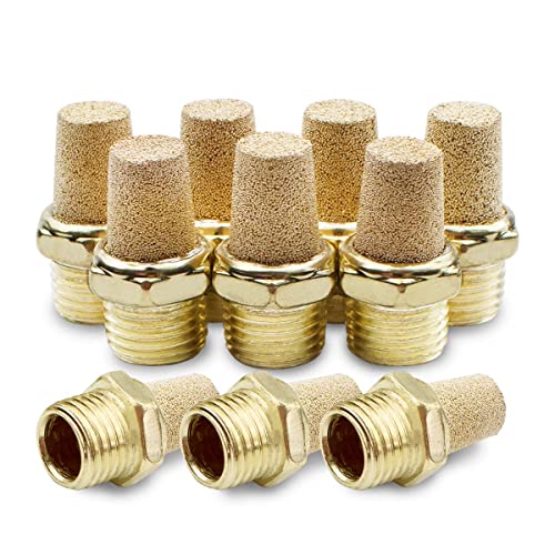 Bwintech 10 Pcs SL-02 Luftschalldämpfer, 1/4" Außengewinde gesintert Messing Auspuffschalldämpfer