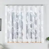 Gardinen Vorhangen Weiß Jacquard 500x180 cm (BxH) Surinam Moderne Gardine Auf Kräuselband Fertig Zum Aufhängen Weiße Dekoschal