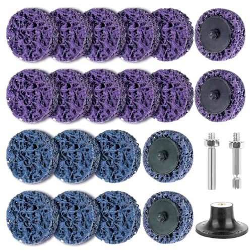 CSD Scheibe Schleifscheibe, 20 Stücke 50mm Grobreinigungsscheibe, Bohrmaschine Schleifscheibe, Reinigungsscheibe Set für Winkelschleifer von Farbe, Rostschweißnähten, Oxidation Reinigen & Entfernen