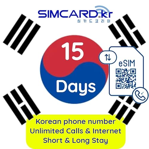 eSIM Korea: unbegrenzt Telefonieren und Surfen - Prepaid eSIM für Korea mit koreanischer Rufnummer (15 Tage)