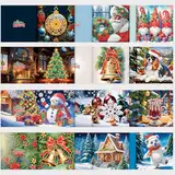 12er Set DIY Diamond Painting Grußkarten Set Ostern, Christmas Diamond Painting Greeting Cards Osternkarten for Kinder & Erwachsene (Weihnachten-12er Set K)