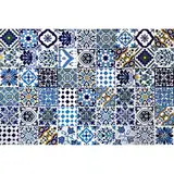 54 Premium Selection-Fliesen aus glasierter Keramik – Blue Marine – 10 x 10 cm, Dicke 0,6 cm – Tunesische Fliesen, hergestellt mit handwerklichem Siebdruck – Geeignet zum Abdecken