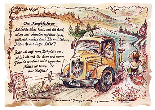 Die Staffelei Geschenk Kraftfahrer/Witziges Gedicht mit liebevoller Zeichnung auf hochwertigem Papier/besondere Geschenkidee für den Kraftfahrer