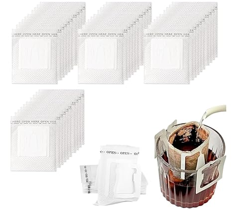 Kellegour 200 Stück Drip Coffee Kaffeebeutel Bag,Filter KaffeeFilter Einweg,Tragbare Kaffee Papier Filter,Tragbarer Kaffeepapierfilter,Drip Coffee Bag Einweg für Reisen,Camping,Zuhause,Büro