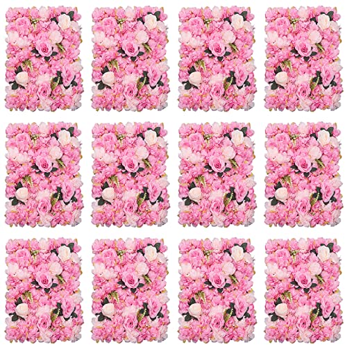 Wulimasun Künstliche Blumenwand, 12 Stück, Wandpaneel, künstliche Blumen, 60 cm x 40 cm, Rosenwand, DIY, Hochzeit, Straße, Hintergrund, Blumendekoration, für Garten, Hochzeitsort