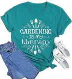 MAIHUN Garden Shirts Damen Pflanzenliebhaber T-Shirt Gartenarbeit Grafik Tee Gärtner Geschenk Tops, cyan, X-Groß