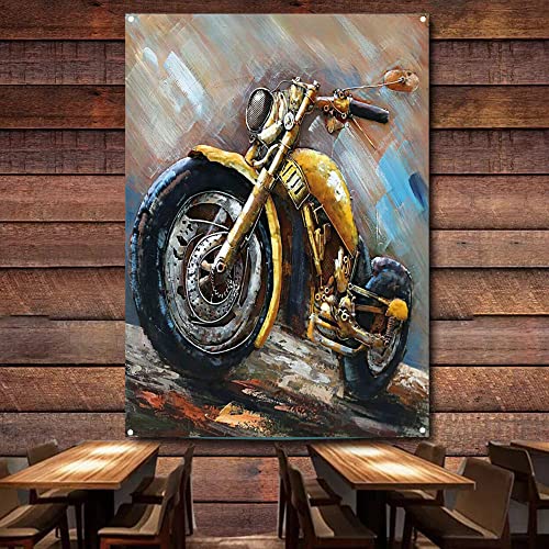 Shabby Military Motorrad-Flagge mit 4 Ösen, personalisierbar, Vintage-Auto-Poster, Wandbild, Motorwerkstatt, Garage, Dekoration, Banner B9