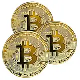 Krisler 3 STÜCKE Physische Bitcoin Medaille mit 24-Karat Echt-Gold überzogen.Virtuelle Währung Münze Collectibles Geschenk BTC Münze Kunst Sammlung Physikalische (Golden)