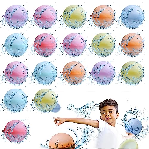 Wiederverwendbare Wasserballons, 18 Stück Wasserbomben Schnell Befüllbar Silikon Wasserballons Splash Bälle für Kinder Erwachsene Outdoor-Aktivitäten Wasserspiele