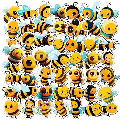 50 Stück Kleine Bienen Aufkleber Auto Laptop Telefon Gitarre Skateboard Motorrad Fahrrad Bienen Stickers Set Vinyl Wasserdicht Aesthetic Aufkleber für Jugendliche Kinder Erwachsene