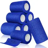 aurorayer 8 Rollen Selbstklebender Verband 7,5cm x4,5m Sport Elastische Fixierbinde,Selbsthaftende Bandage, Vet Wrap Pet Fixierbinde für Finger Pferd Katze Hund (Blau)