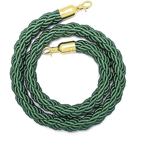 CHUXIBA Absperrseil 1-5m Absperrkordel goldenen (Ø32 mm) karabinerhaken Hanfseil personenleitsystem absperrband crowd control rope/Green/1.3M