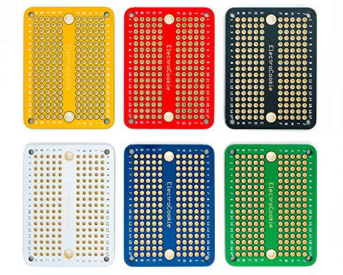 ELECTROCOOKIE Mini PCB Prototype vorstand solderable brotschneidebrett für arduino und DIY elektronische projekte, vergoldet (6-Pack, Multicolor)