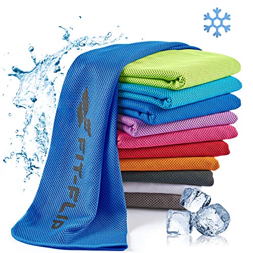 Fit-Flip Kühlendes Handtuch - als Cooling Towel und mikrofaser Kühltuch - kühlendes Sporthandtuch - Airflip Towel für Fitness und Sport - Ice Towel Kühlhandtuch (dunkel blau, 100x30cm)