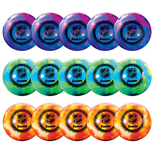 NHL Unisex – Erwachsene Street Hockey Balls Franklin Sports Straßenhockeybälle, kein Hüpfen, Outdoor-Straßen-und Rollhockeybälle, offizielle Größe, 15 Stück, Verschiedene, Extreme Farbe, Piece Bucket