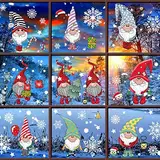 WandSticker4U®- wiederverwendbar Fensterbilder Weihnachten Kinder 10x WEIHNACHTSMANN + EULE selbstklebend I Weihnachtsdeko Fenster Aufkleber Fenstersticker Winter Deko GROß