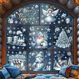 WUQNGI 203 Stück Fensterbilder Weihnachten Selbstklebend,Fensterdeko Weihnachten Kinder Wiederverwendbar,Schneeflocken Fensteraufkleber PVC,Fenstersticker Weihnachten für Weihnachtsdeko