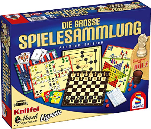 Schmidt Spiele 49125 Die Große Spielesammlung, alle Spielfiguren aus Holz