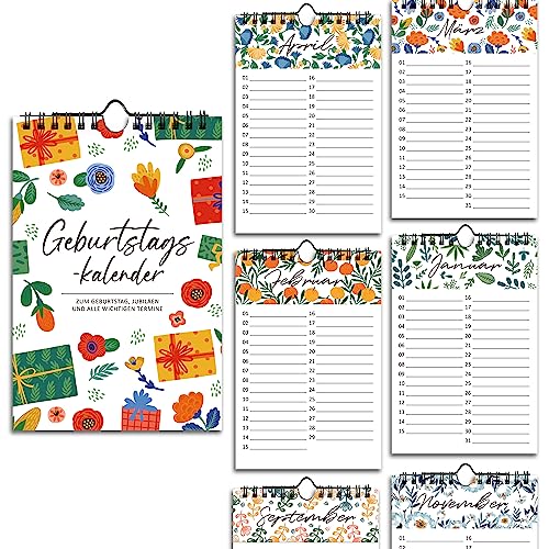 BIROYAL Geburtstagskalender 12 Monate – jahresunabhängig für Frauen | 14×21 cm Wandkalender zum Geburtstag | Dauerkalender ohne Jahr | Hochwertiges Geschenk für Jede Gelegenheit