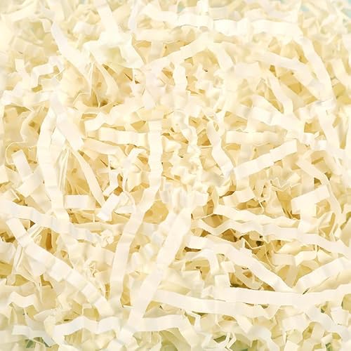 Raffia Füllmaterial Geschenk Hamper Shred Geschreddertes Papier Geschenk Füllung für Party Hamper Füllung und Geschenkverpackung für Geschenkbox Dekorations (Beige Crinkle - 100g)
