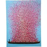 Kare Design Bild Touched Flower Boat, Blau/Pink, Leinwandbild, Canvas, Massivholz Rahmen, handgemalte Details mit Acrylfarbe, Abstrakt, Modern, Wohnzimmer, Schlafzimmer, Flur, 160x120x4 cm