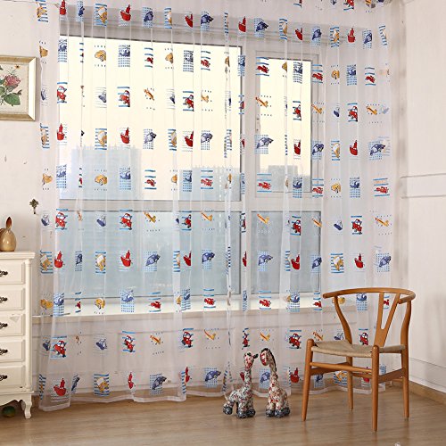 Amazingdeal365 Cartoon Auto Kinderzimmer Vorhänge 200 x 100 cm Set Baby Gardinen für Kinderzimmer Balkon Spielzimmer