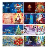 8er Set DIY Diamond Painting Grußkarten Set Weihnachten, Christmas Diamond Painting Greeting Cards Weihnachtskarte for Kinder & Erwachsene