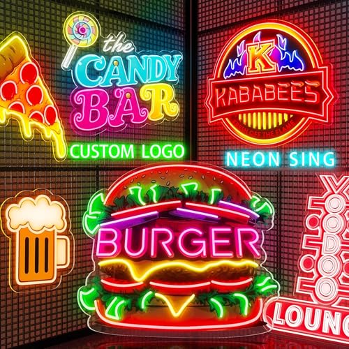 Aslanka Logo Neonlichtschild, Leuchtschild Personalisiert mit UV-gedrucktem Logo, dimmbar für Wanddekoration, Geschäft, Firmenlogo, Hochzeit, Geburtstagsfeier