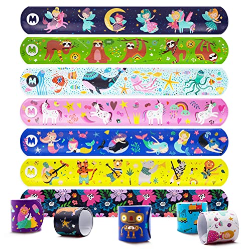 Magicat Premium 12er Schnapparmband Kinder Set I Klatscharmband I Jungen und Mädchen Mitgebsel und Mitbringsel Kindergeburtstag I Snap Armband Geschenke I Einhorn, Roboter, Prinzessin und andere