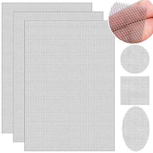 3 Stück A4 Drahtgeflecht Edelstahl Filtergitter Drahtgewebe Filter Mesh Maschendraht Filtersieb Blatt 1mm Feinmaschiges für Türen Verhindert Mäuse Insekten und Schlangen, 300 x 210 mm