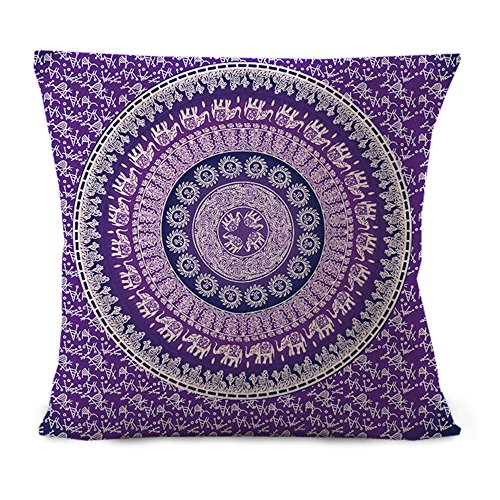 Hengjiang Kissenbezüge im südostasiatischen Stil Mandala Ethno-Serie Baumwolle Leinen Quadratischer Kissenbezug Kissen für Zuhause Stuhl Sofa Bett Shop Bar Club Auto- und Bürodekoration Purple 03