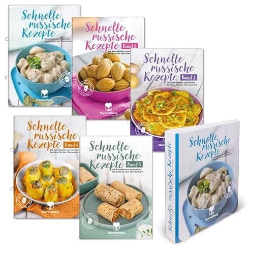 ThermoTasty Russisches Bündelset: 5 Kochbücher mit 100 original russischen Rezepten, russische Gerichte für den Thermomix® inkl. Schritt-für-Schritt Videoanleitungen & Sammelordner gratis