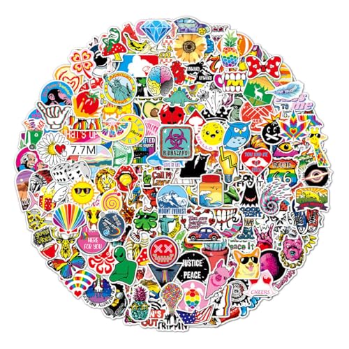 Ptyism 200 Stück Graffiti Sticker - Cool, Wasserfeste Aufkleber, Vinyl Set Für Laptop, Sammelalbum, Gitarre, Tasse, Wasserflasche, Mobiltelefon