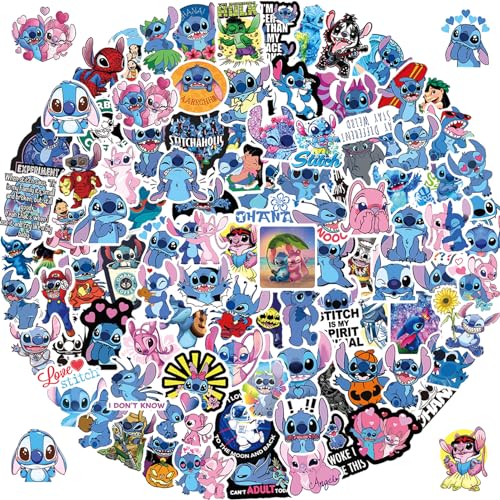 100 Stück Cute Catoon Stickers, Vinyl wasserdichte Stitch Stickers Decals für Laptop Skateboard Fahrrad Computer, kinder