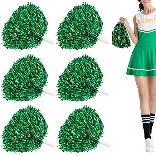 Niuhong 6 PCS Cheer Leader Poms Pom Bright Metallic Cheers Ball Squad Cheer Sport Farben Pompons Poms Hand Flower Bands Spirit Cheering Pom Colours Accessories Cheerleading Sports Games Team (Grün)