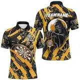 vhasport Personalisierte Grunge-Gelbe Dartboard-Skelett-Dartshirts für Herren & Damen - Coole, maßgeschneiderte Dart-Team-Trikots T1960