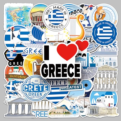 Griechenland Reise Aufkleber 50 pcs, Griechische Symbole Stickers