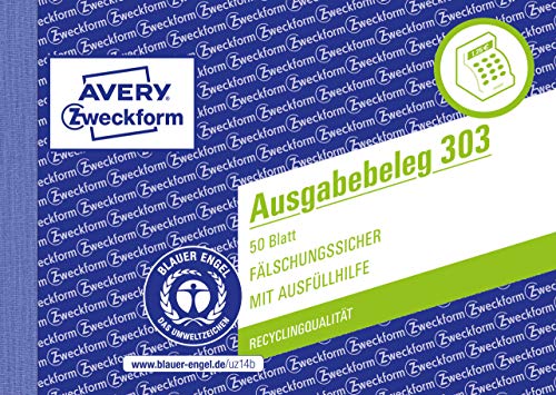 AVERY Zweckform 303 Ausgabebeleg mit Dokumentendruck (A6 quer, von Rechtsexperten geprüft, für Deutschland zur ordnungsgemäßen, kostengünstigen Buchführung, 50 Blatt) gelb