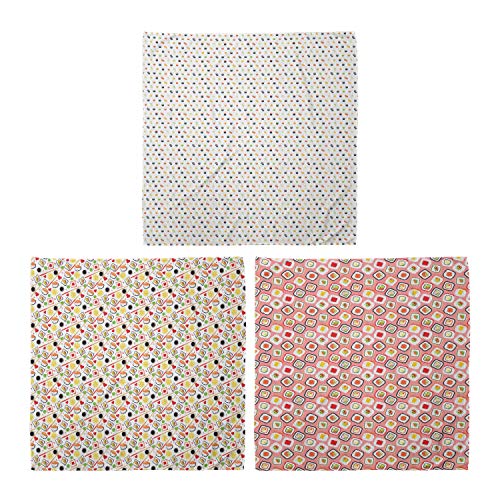 ABAKUHAUS Unisex Bandana, Cartoon Tiny Sushi-Spezialitäten Traditionelle japanische Küche asiatische Famous Food Meeresfrüchte, 3er Pack, Mehrfarbig