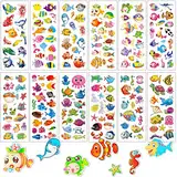 Meerestiere 3D Sticker Kinder Kleinkinder,Unterwasserwelt Aufkleber Kinder,12 Blätter Puffy Sticker Set,Sticker Mädchen Jungen für Belohnungsaufkleber Kinder,Mitgebsel Kindergeburtstag Gastgeschenke