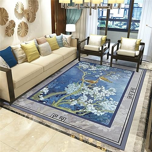 CHEMYO Teppichverkauf im chinesischen Stil, Wohnzimmer, Wohnaccessoires, Wohnzimmer 17, mehrfarbiger Läuferteppich für den Flur, grau, günstiger Teppichverkauf, Teppichrückenstoff, 100 x 160 cm