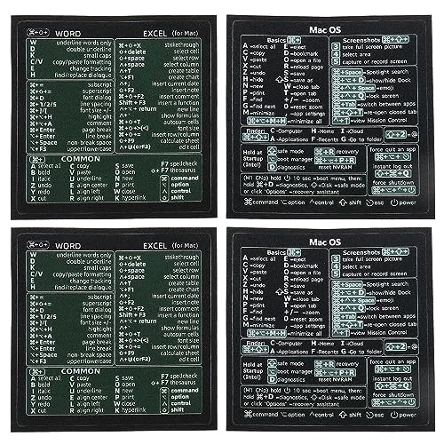 ECSiNG 2 Sets Schnellreferenz Tastaturkürzel Aufkleber kompatibel mit Mac-OS (M/Intel) Und Word/Excel, Wasserfeste Vinyl Aufkleber für Laptop Computer Desktop Tastaturen