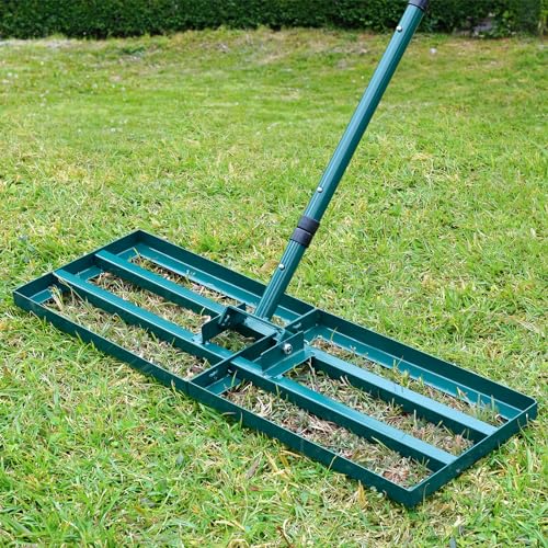 Signstek Rasenrakel Rasen/Lawn Leveling Rake Golf rasenrakel Werkzeug mit Stiel aus Edelstahl zum Rasen Sanden