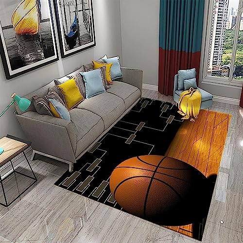 3D -Gedruckter Geometrischer Basketballplatz Teppich Home Decor Schlafzimmer Teppich Babyspiel Krabbelteppich Für Wohnzimmer, Polyester-Soft-Touch, Leicht Zu Reinigen 47,2 X 62,9 Zoll -4O3H/O6U