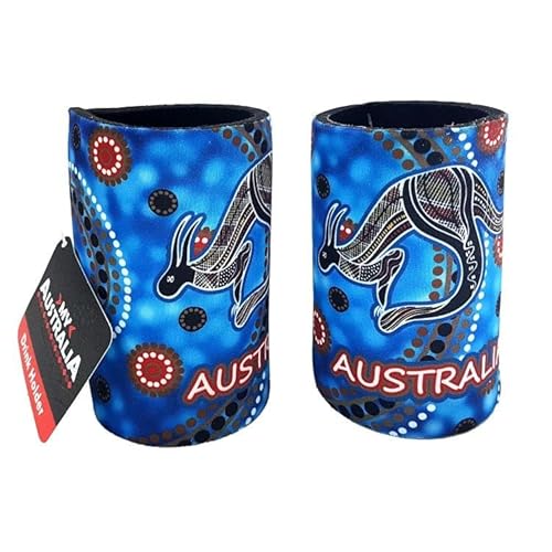 My Australia Stubby/Drink Holder Australien 'Aboriginal Dot Art Känguru Australia' Neopren blau, Höhe: 11 cm