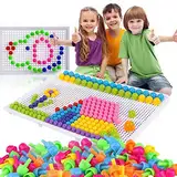 592 Stecker Puzzle Steckspiel Pilz Nägel Pädagogische Baustein Spielzeug Kreative DIY Mosaik Spielzeug Steckpuzzle Lernspielzeug Geburtstag Weihnachtsfest-Geschenk für Kinder Baby ab 3 Jahre alt